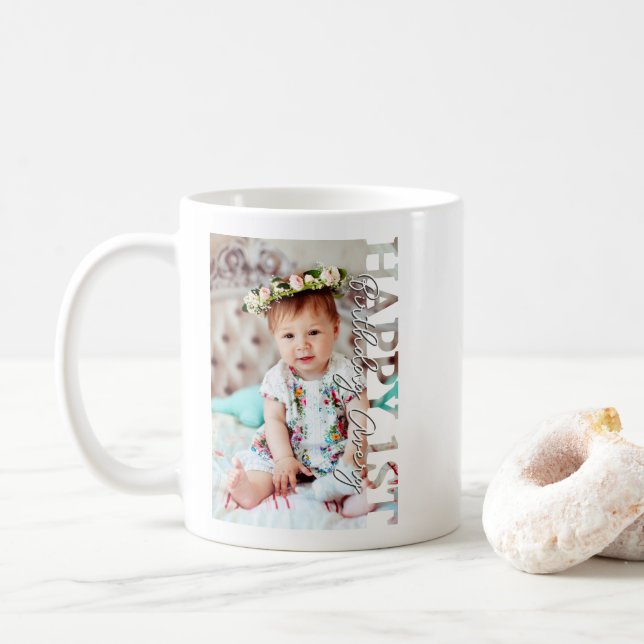 Mug Joyeux 1er Anniversaire Collège de photos (Avec donut)