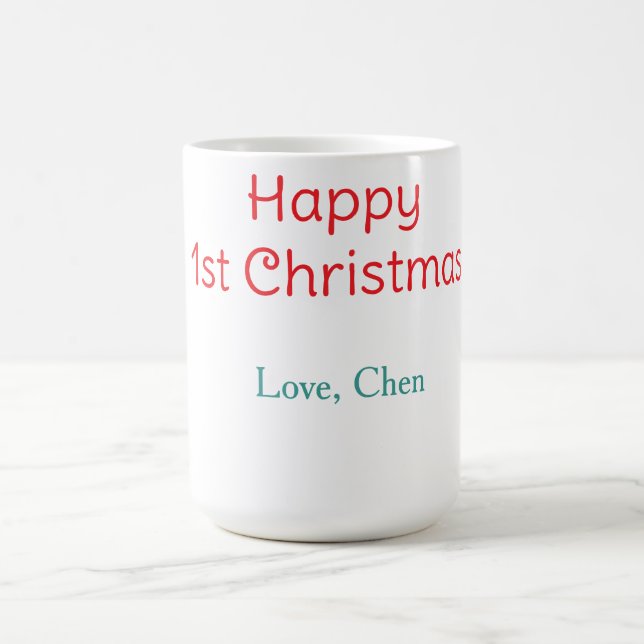 Mug joyeux 1er noël rouge vert amour nom simple (Centre)