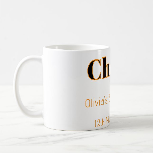 Mug Joyeux 21e anniversaire ajoutez nom date simple mi (Gauche)