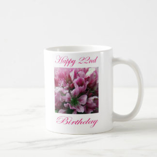 Mug Joyeux 22e anniversaire rose et vert Fleur