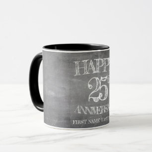 Mug Joyeux 25e anniversaire sur le tableau de craie