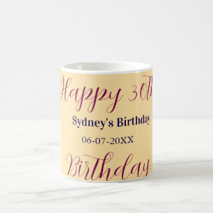 Mug Joyeux 30e anniversaire nom date pastel orange vio