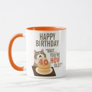 Mug Joyeux 40e anniversaire Funny Chat Humour Retro Pl