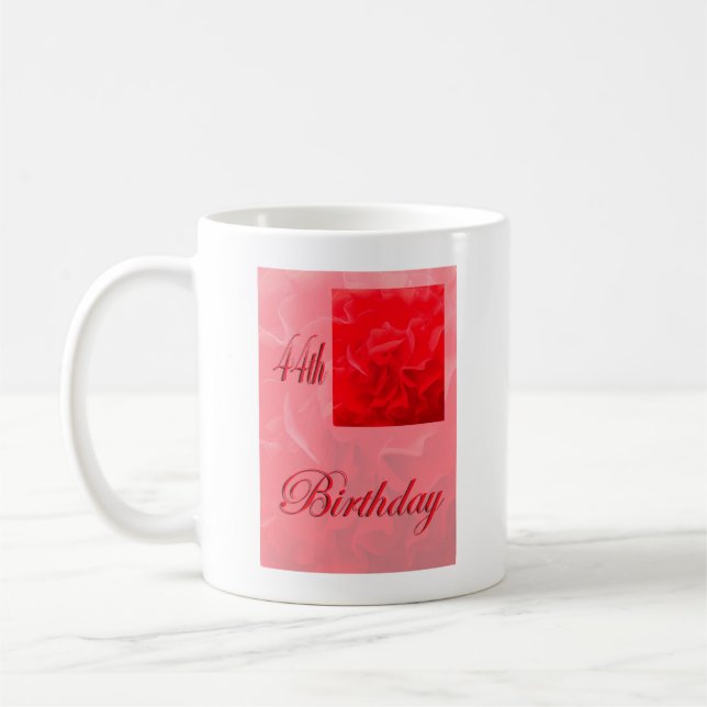 Mug Joyeux 44e anniversaire Dianthus Flower rouge (Gauche)