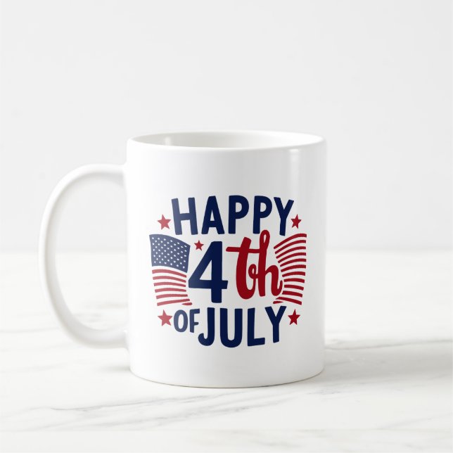 Mug Joyeux 4 juillet américain Drapeau patriotique (Gauche)