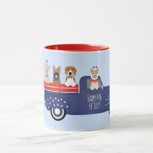 Mug Joyeux 4 Juillet Chiens Pickup Camion