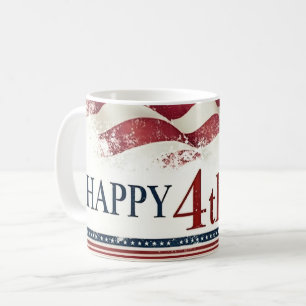 Mug Joyeux 4 juillet - Drapeau américain design vintag