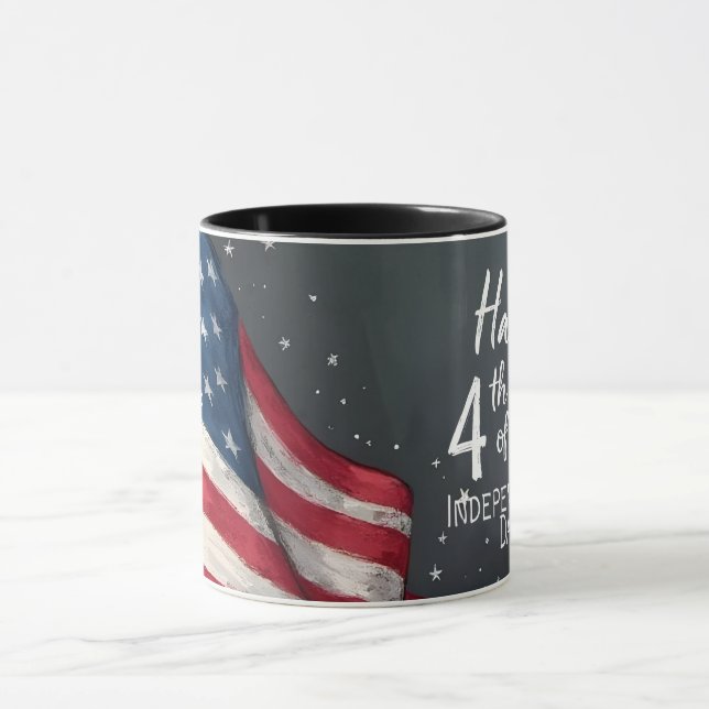 Mug Joyeux 4 juillet Illustration d'art de drapeau vin (Centre)