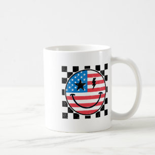 Mug Joyeux 4 juillet Super Sourire Face Rouge Blanc Bl