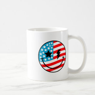 Mug Joyeux 4 juillet Super Sourire Face Rouge Blanc Bl
