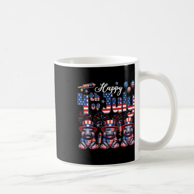 Mug Joyeux 4 juillet trois beaux hippopotames Sungles  (Droite)