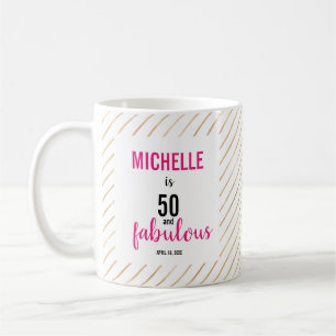 Mug Joyeux 50e anniversaire 50 & fabuleux Typographie