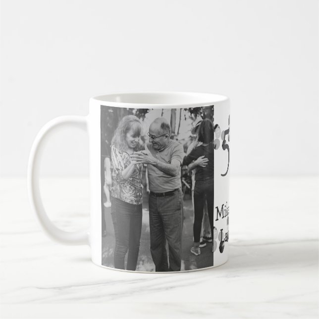 Mug Joyeux 50e anniversaire ajouter nom du couple date (Gauche)