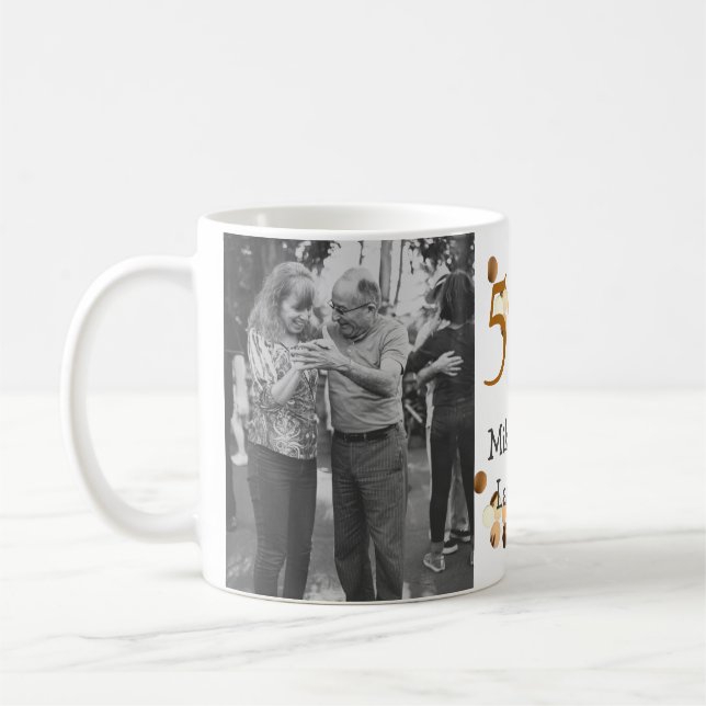 Mug Joyeux 50e anniversaire ajouter nom du couple date (Gauche)