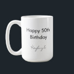 Mug Joyeux 50e anniversaire fête Personnalisé<br><div class="desc">Joyeux 50e anniversaire Custom Coffee Mug que vous pouvez customiser pour toute occasion et événement spécial. Acheter comme cadeau pour quelqu'un spécial ou comme un plaisir pour vous-même</div>