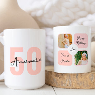 Mug Joyeux 50e anniversaire personnalisé Collage photo