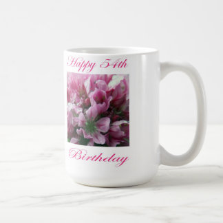 Mug Joyeux 54e anniversaire rose et vert Flower