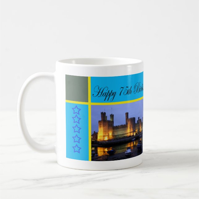Mug Joyeux 75ème anniversaire Caernarfon Castle (Gauche)