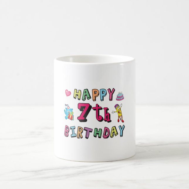 Mug Joyeux 7e anniversaire 7 ans souhaits (Centre)