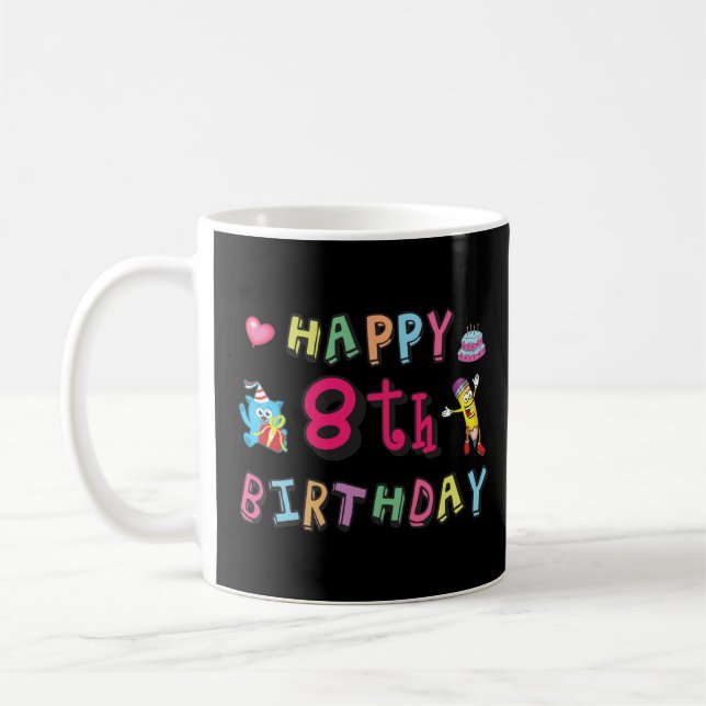 Mug Joyeux 8e anniversaire. 8 ans b-jour. (Gauche)