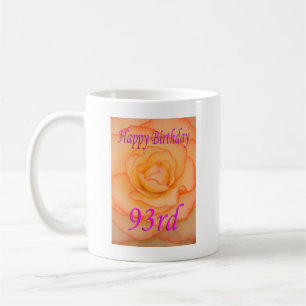 Mug Joyeux 93ème anniversaire Fleur Jaune avec Trim Ro