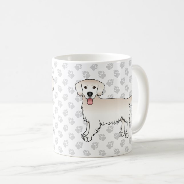 Mug Joyeux Anglais Crème Golden Retriever Chiens et pa (Devant droit)
