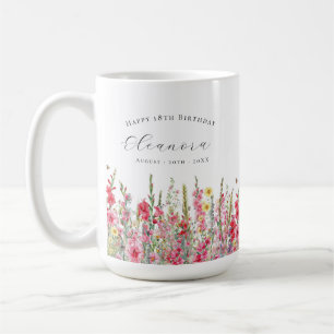 Mug Joyeux Anniversaire 18 août Fleur de Naissance Per