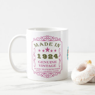 Mug Joyeux Anniversaire 1924 Nom Date Rose Vintage