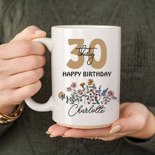Mug Joyeux anniversaire 30 tasse, Nom personnalisé fle