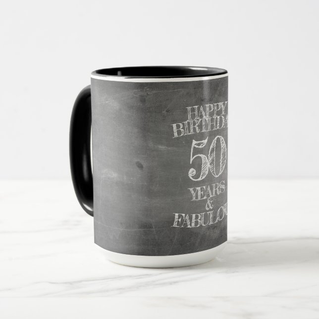 Mug Joyeux anniversaire - 50 ans et fabuleux (Devant gauche)