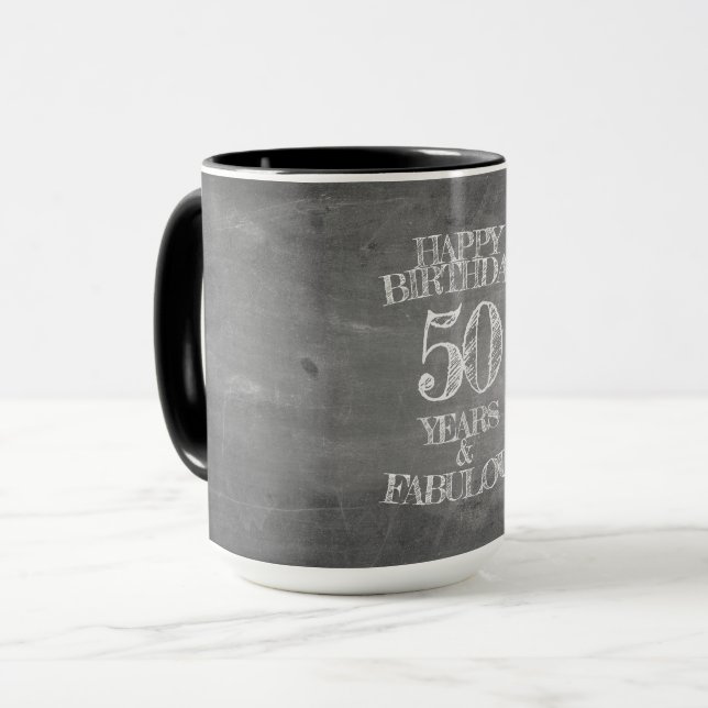 Mug Joyeux Anniversaire - 50 Ans & Fabuleux (Devant gauche)