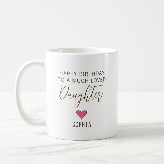 Mug Joyeux Anniversaire à une Fille Très Aimée – Sur M (Gauche)