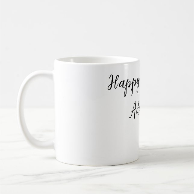 Mug Joyeux anniversaire ajouter nom titre simple minim (Gauche)