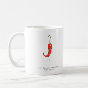 Mug Joyeux anniversaire allemand Hot Stuff, cadeau d'a