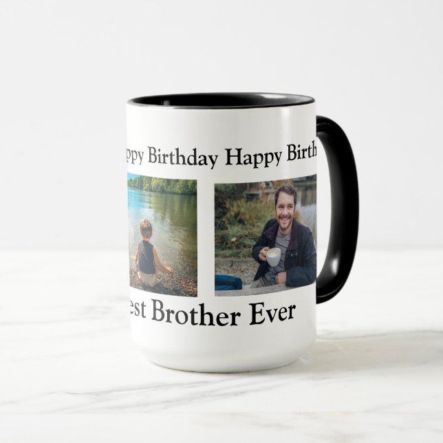 Mug Joyeux anniversaire au meilleur frère jamais (Devant droit)
