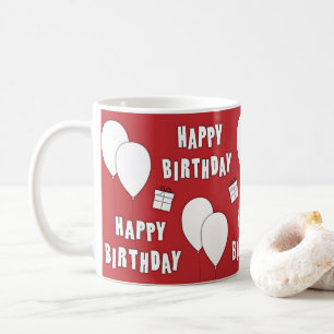 Mug Joyeux Anniversaire Avec Arrière - plan Rouge Bal