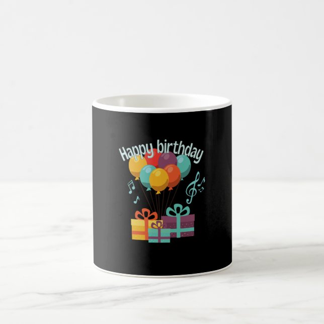 Mug Joyeux anniversaire avec ballons, notes de musique (Centre)