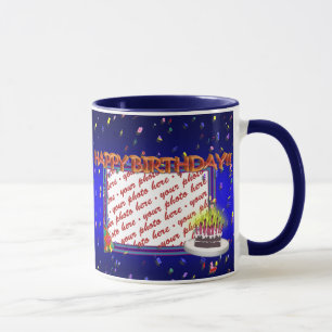 Mug Joyeux Anniversaire Avec Cadre Photo Confetti
