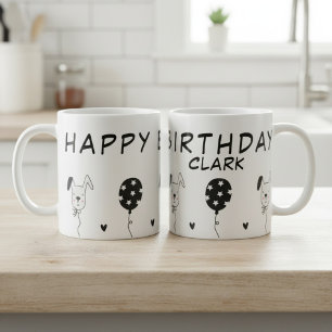 Mug Joyeux Anniversaire avec Chiens et Ballons