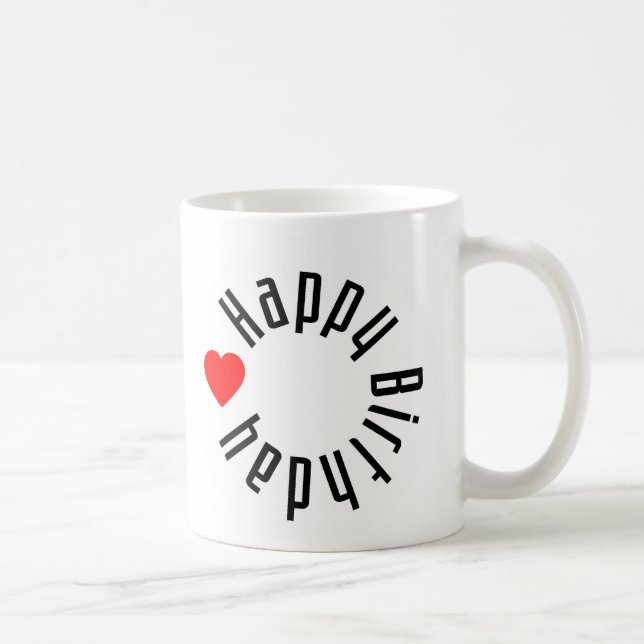 Mug Joyeux anniversaire avec coeur (Droite)