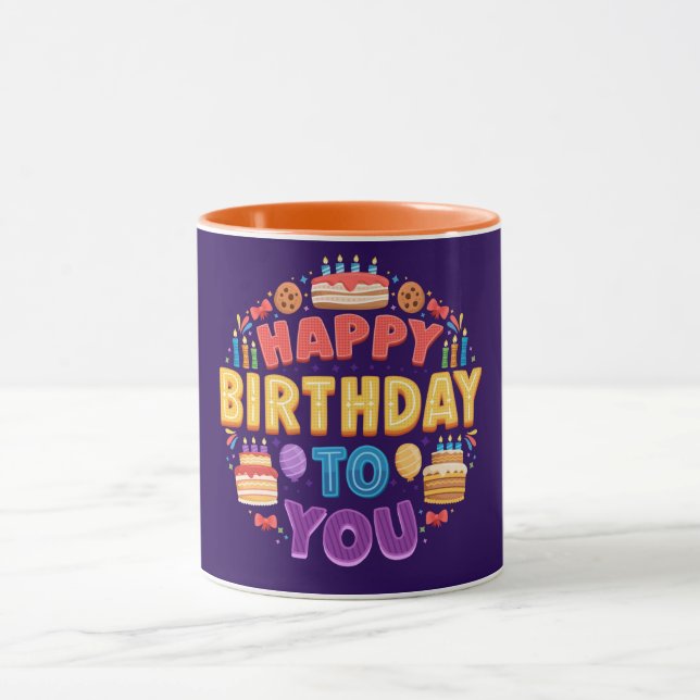 Mug Joyeux anniversaire avec gâteau et bougie  (Centre)