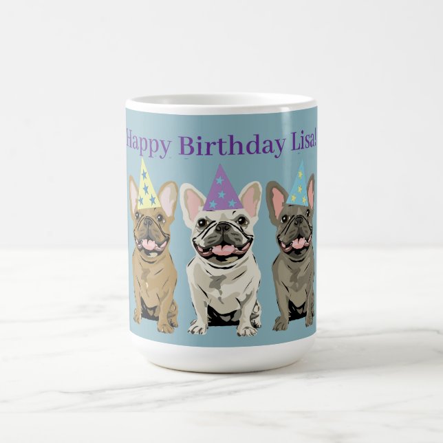 Mug Joyeux Anniversaire! Bouledogues Français (Centre)