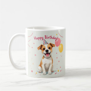 Mug Joyeux Anniversaire Chien avec Chapeau de Fête et