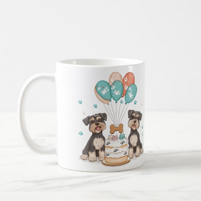 Mug Joyeux Anniversaire Chiens Schnauzer (Gauche)