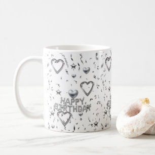 Mug Joyeux Anniversaire Cœurs Argentés