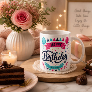 Mug Joyeux Anniversaire Coloré – Idée de Cadeau Mi