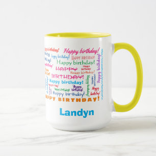 Mug Joyeux anniversaire Colorful Fun Cloud de mot bril