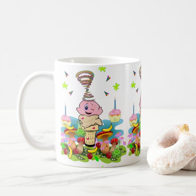 Mug Joyeux Anniversaire Cupcake Jumelles  (Avec donut)