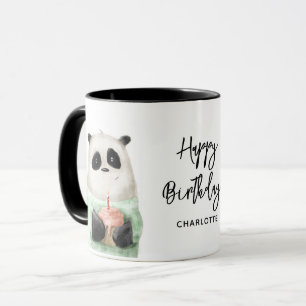 Mug Joyeux Anniversaire Cute Panda Cake Nom personnali