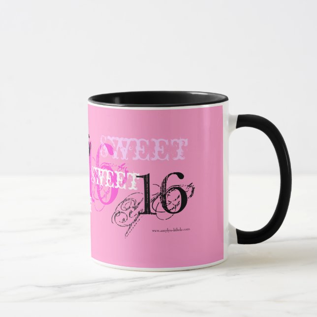 Mug Joyeux anniversaire du bonbon 16 pour l'ado - rose (Droite)